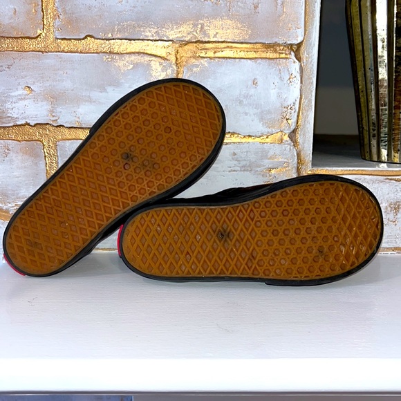 Vans Brown on Black Canvas Slip On V Shoes, Toddler Size 10 - Picture 8 of 11